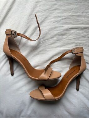 Lucky Brand Beige/Tan Ankle-Strap Stiletto Sandals